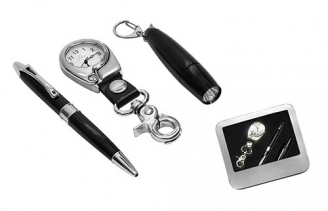 Komplet - długopis, zegarek, latarka